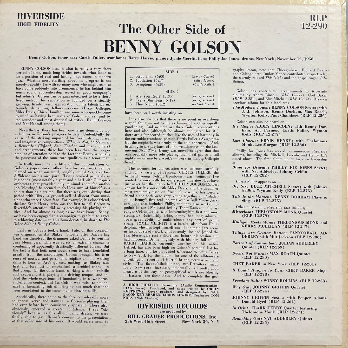Benny Golson – The Other Side Of Benny Golson (USED)