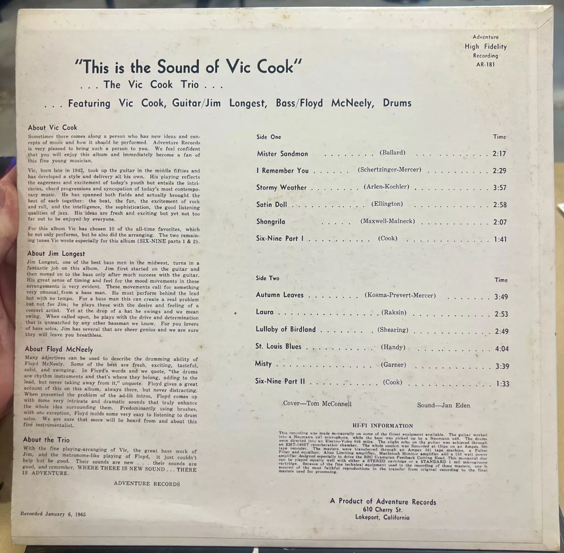Vic Cook Trio - This is the Sound of Vic Cook (USED)